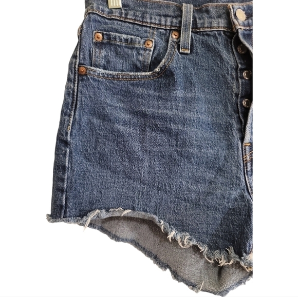 Levi's 501 Button Fly Cutoff Denim Jean Shorts 29 Dark Wash - Picture 2 of 6